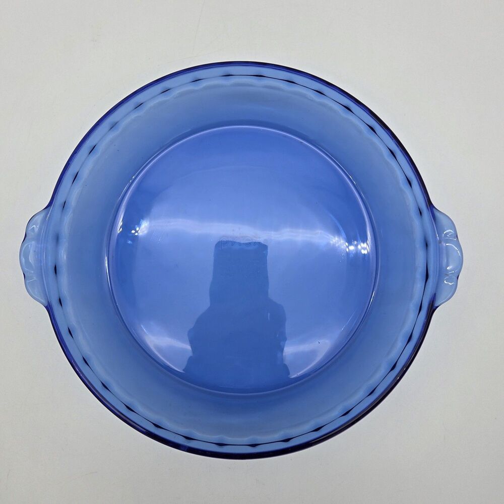 Vintage Pyrex 229 Cobalt Blue Glass Pie Dish 9.5" 24cm Fluted Edge Deep Pan USA